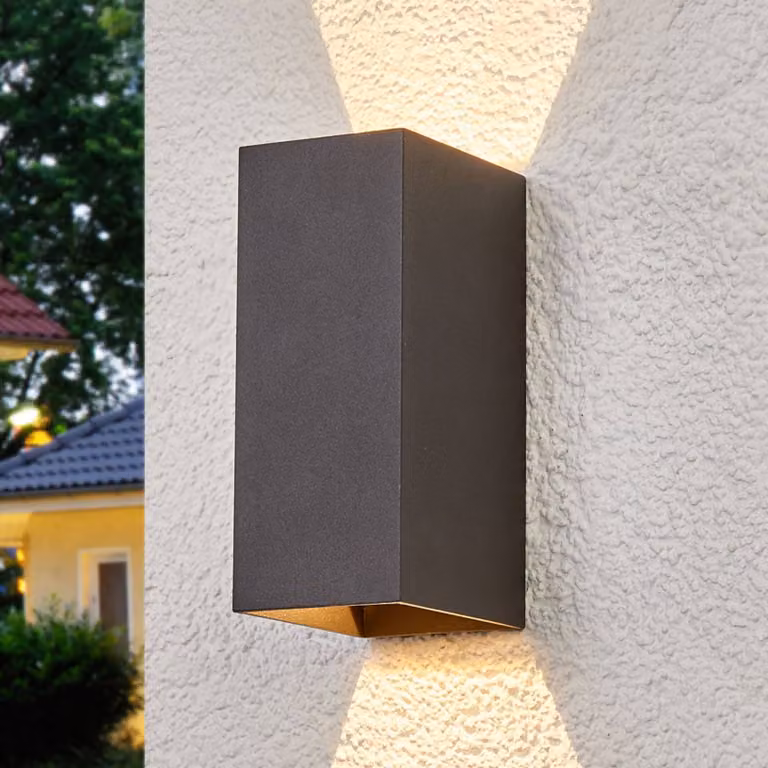 Applique da esterni a LED Mikka Lucande, Nero, Alluminio, Moderno, Applique LED da esterni