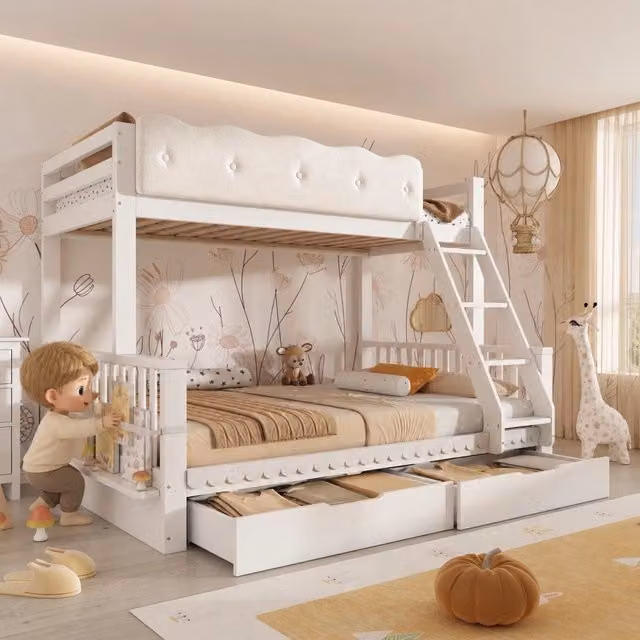 letto a castello in legno bianco 145 x 204 cm