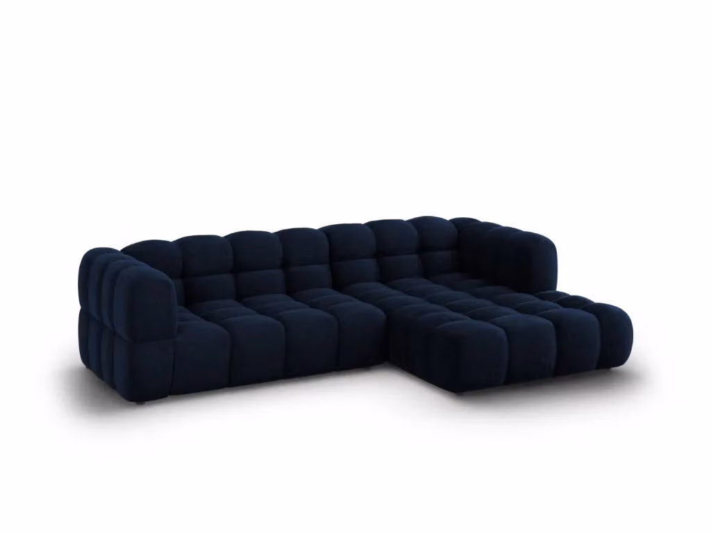 Divano angolare modulare Sky di Cosmopolitan Design, 4 posti in velluto blu, configurazione destra, L 272 x P 132 x H 75 cm – 2