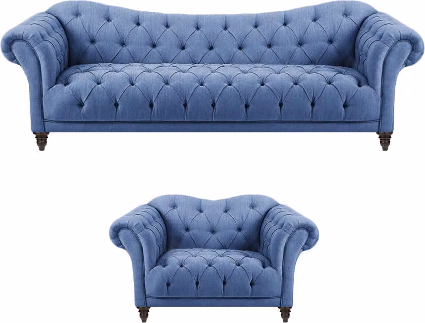 Komplett Wohnzimmer Modern Sofa Dreisitze Couch Blau Einrichtung Sessel