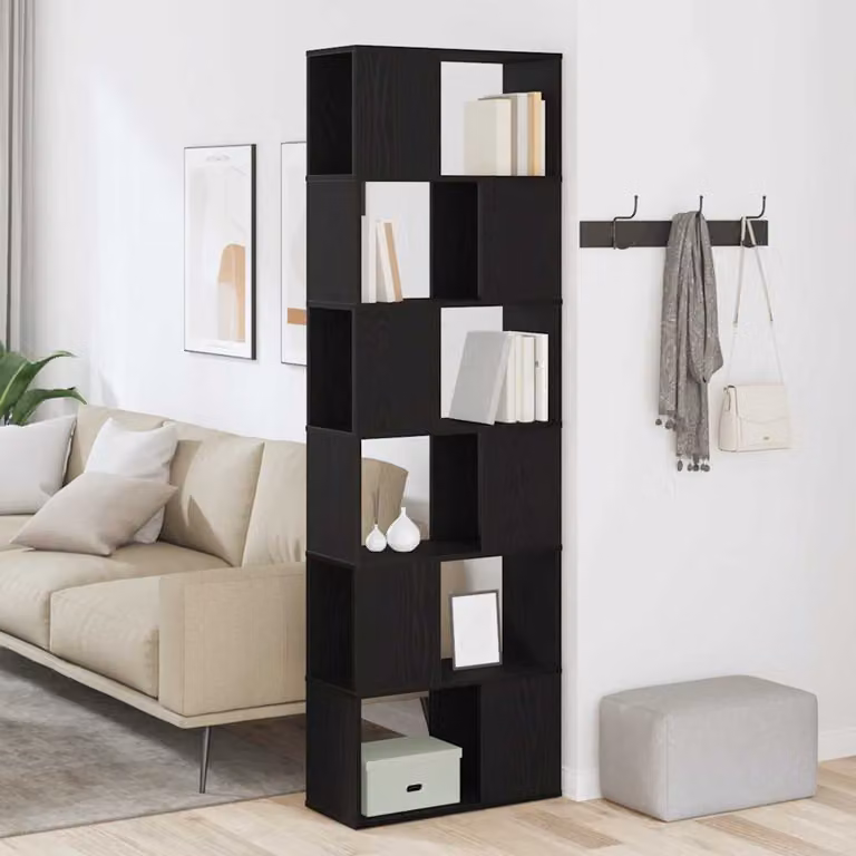 Libreria/Divisorio vidaXL in Rovere Nero, L: 60 cm, P: 24 cm, H: 186 cm