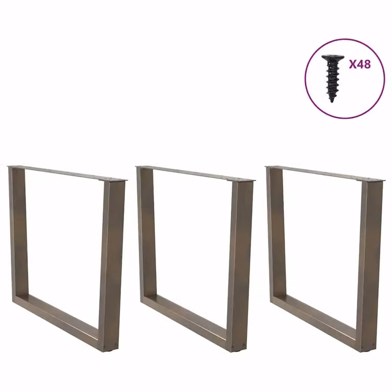Set di 3 gambe per tavolo da pranzo a forma di V in acciaio moderno color argento vidaXL L: 100 cm, H: 72-73,3 cm