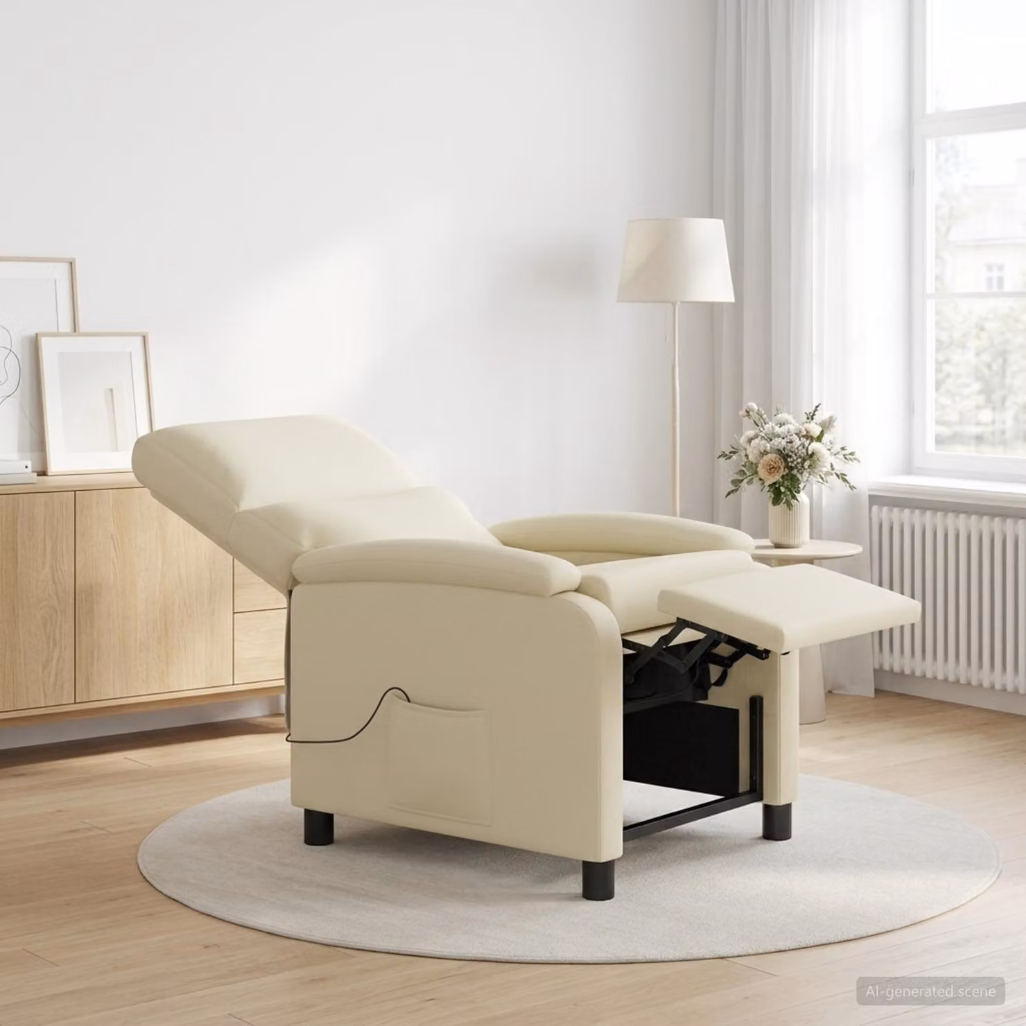 Poltrona relax reclinabile vidaXL in similpelle beige con braccioli