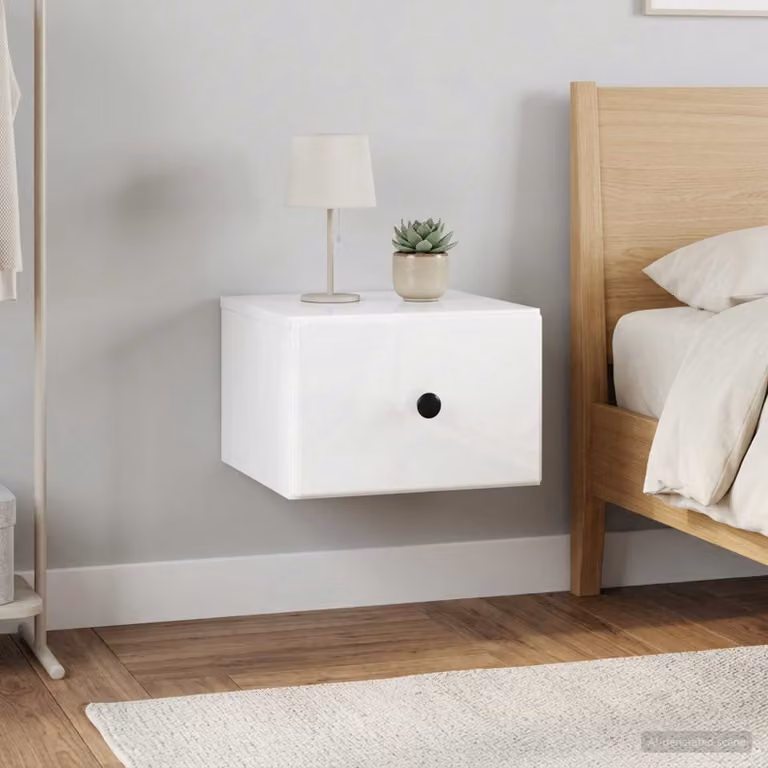 Set di 2 comodini sospesi vidaXL Bianco Lucido L 34,5 cm x P 33 cm x H 20 cm