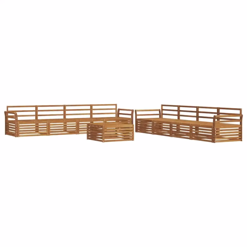Set di divani da esterno a forma di U vidaXL in legno di acacia massello marrone con cuscini inclusi e tavolino da caffè – 2