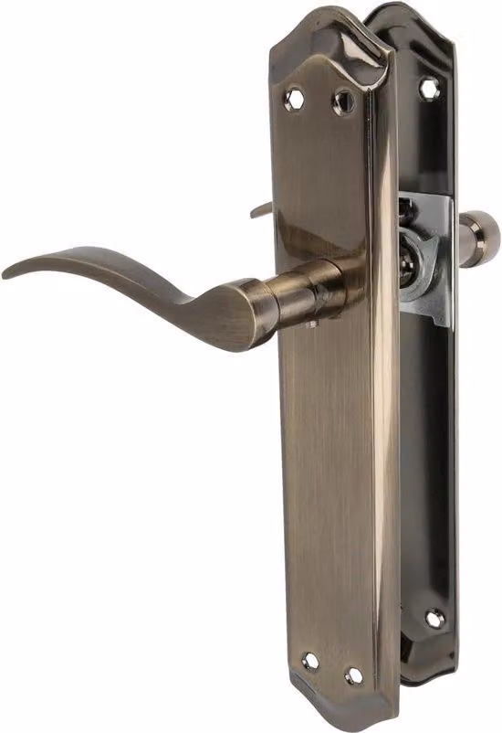 Set di maniglie per porte di passaggio - elegante e confortevole - adatto per interni ed esterni - ottone color pelle - 256 x 48 mm