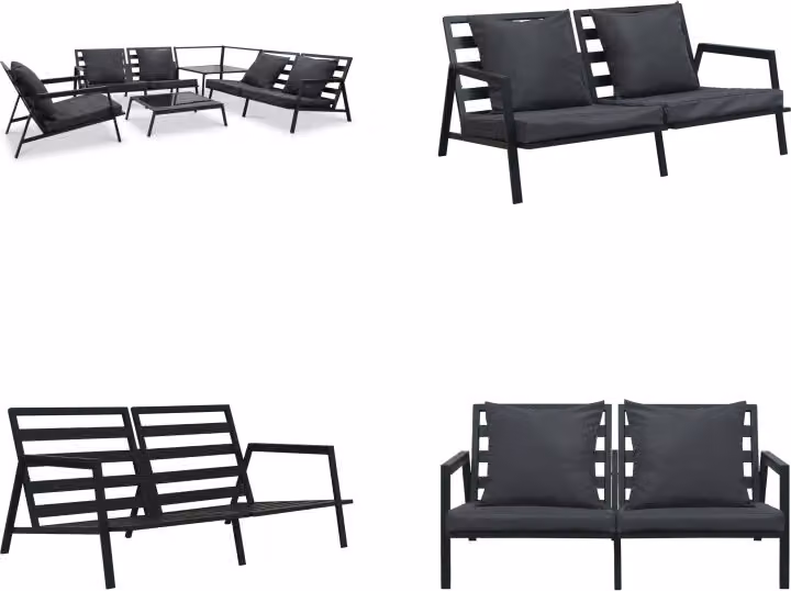 vidaXL set salotto da giardino 5 pezzi con cuscini alluminio grigio scuro - Divano da giardino - Divani da giardino - Salotto da giardino - Salotti da giardino