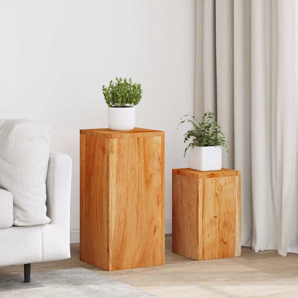 Set di 2 supporti per piante vidaXL in legno di acacia marrone, H: 59,0 cm, L: 28,0 cm, P: 28,0 cm