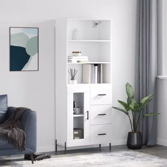 Credenza Bianca 69,5x34x180 cm in Legno Multistrato 3189517