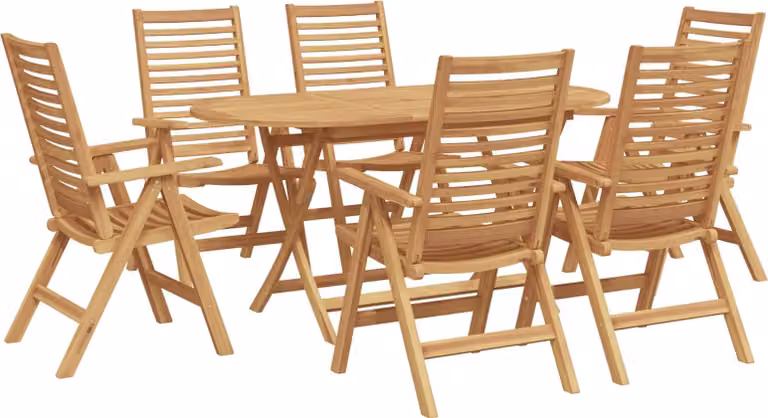 Set da Pranzo per Giardino 7 pcs Marrone Legno di teak solido