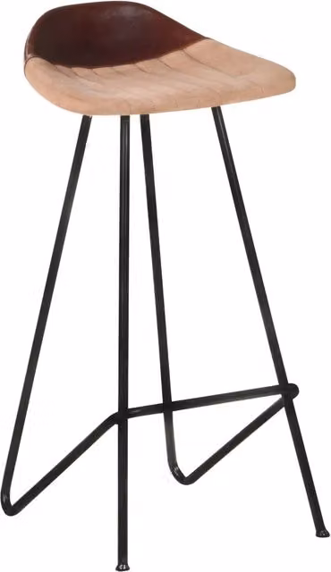 Set di 4 sgabelli da bar in vera pelle marrone e metallo stile industrial vidaXL