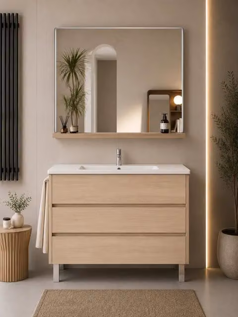 Mobile bagno con lavabo ORIGENBATH IMPERIA senza specchio 90x45 cm estepa