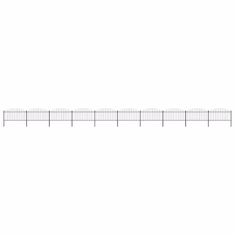 Recinzione da giardino con punta a lancia in acciaio vidaXL, colore nero, L: 1673 cm, H: 150 cm