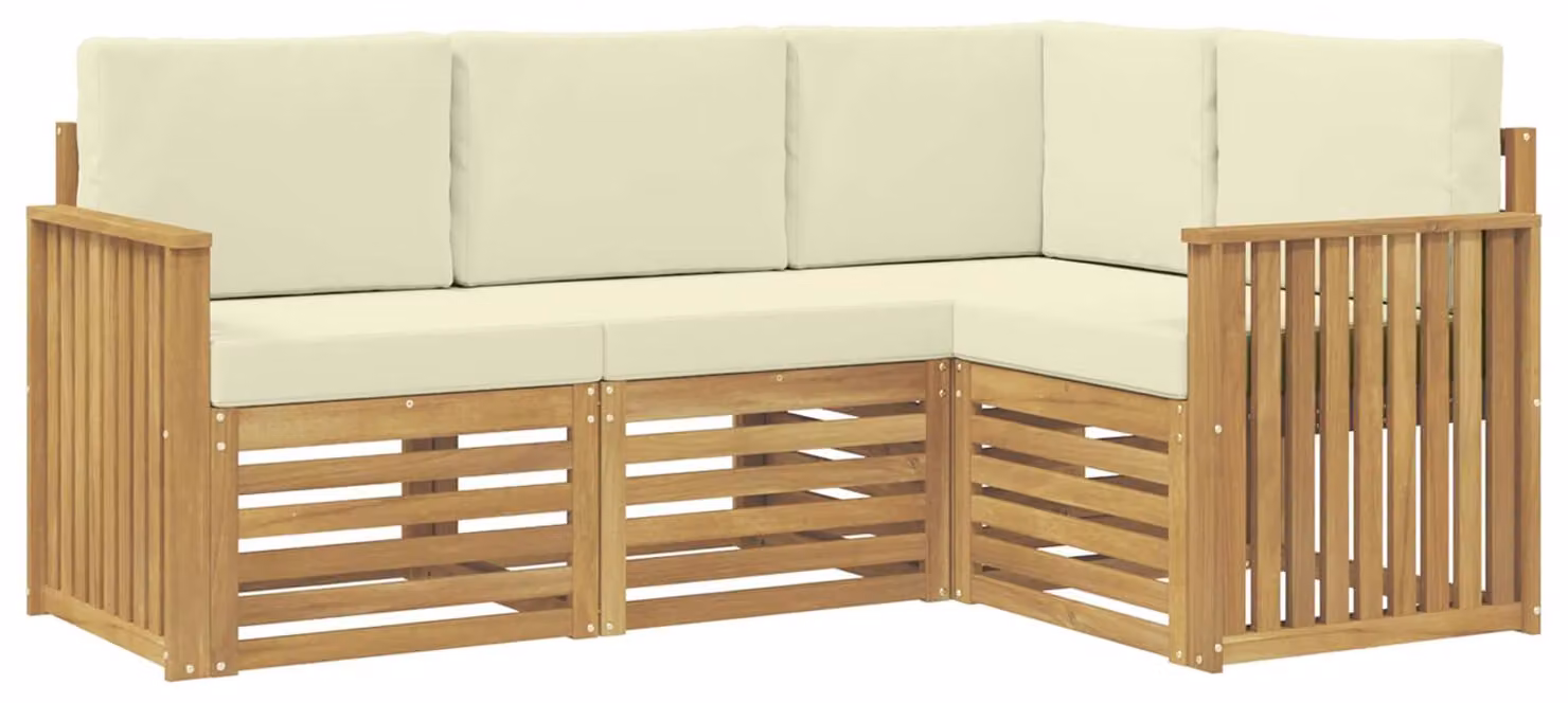 Set di divani componibili, 4 pezzi, bianco e crema, dimensioni 187,5 x 128,5 x 73 cm