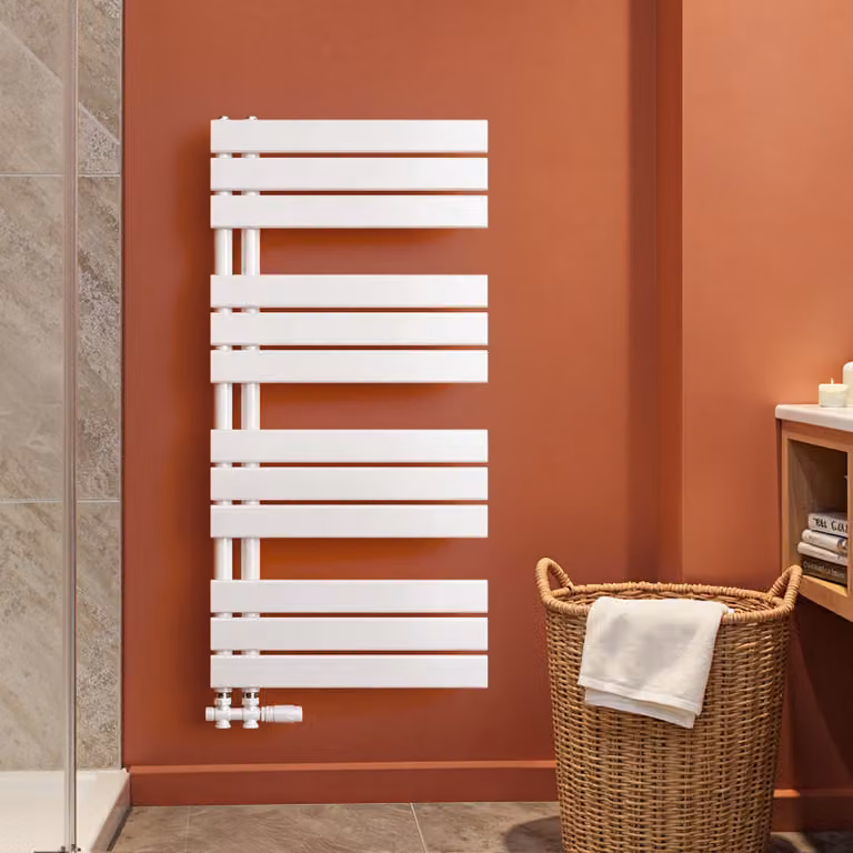 S'AFIELINA 1041x500mm Radiatore da bagno Radiatore per asciugamani Radiatore a pannello piatto per bagno Attacco laterale Bianco 529 Watt