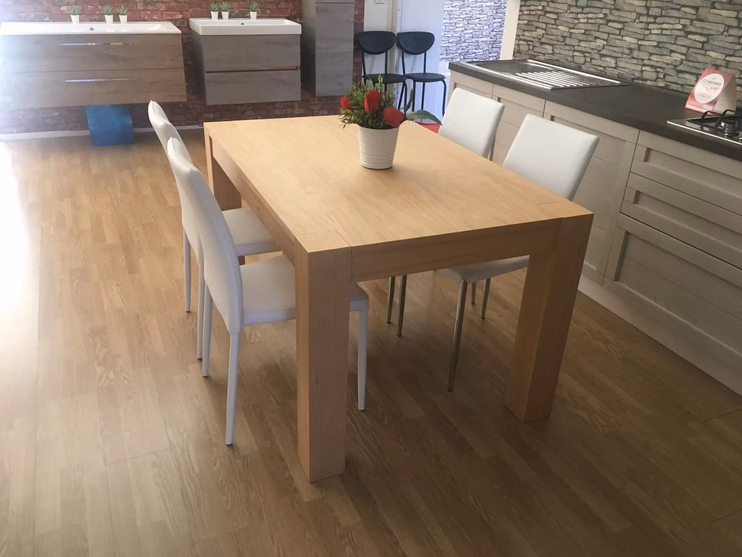 Tavolo rettangolare allungabile in legno di rovere naturale beige Mobili 2G L: 140-220 cm, P: 90 cm, H: 78 cm – 2