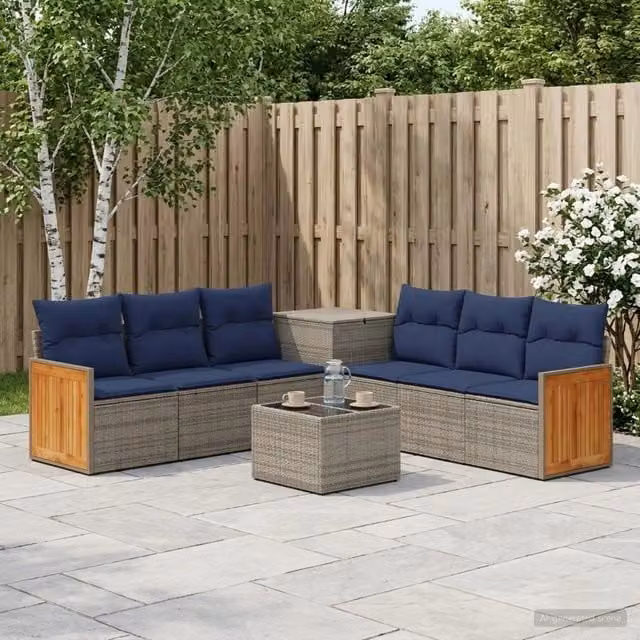 Set di divani 8 pz Grigio e Blu Navy 55 x 55 x 37 cm 3448639