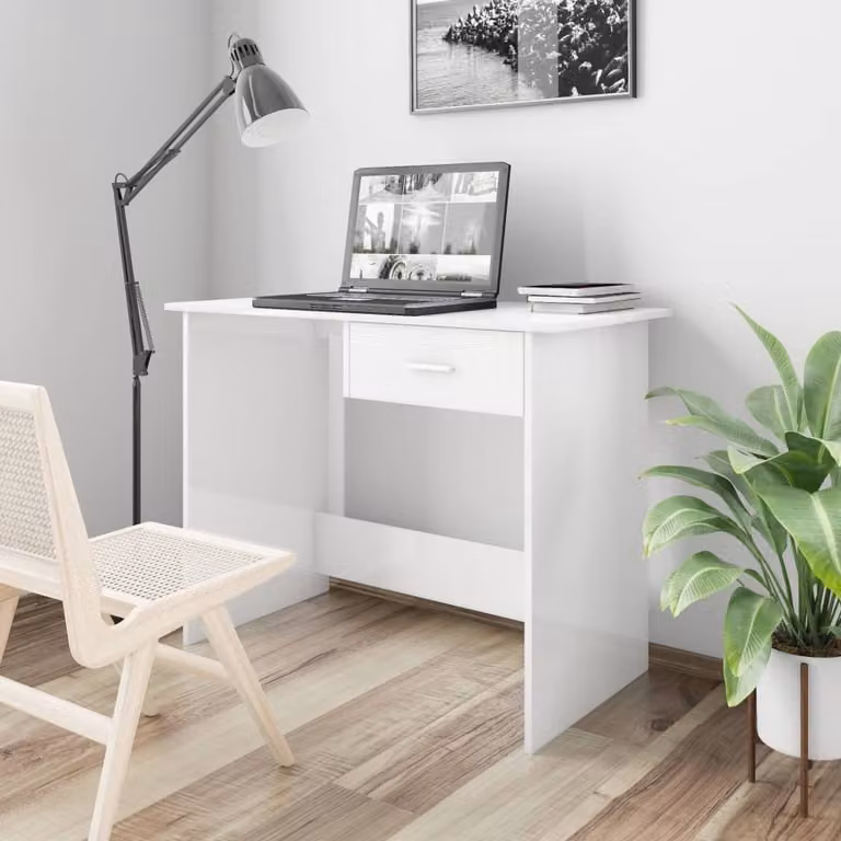 Maison Exclusive - Scrivania bianco lucido 100×50×76 cm Materiale ligneo