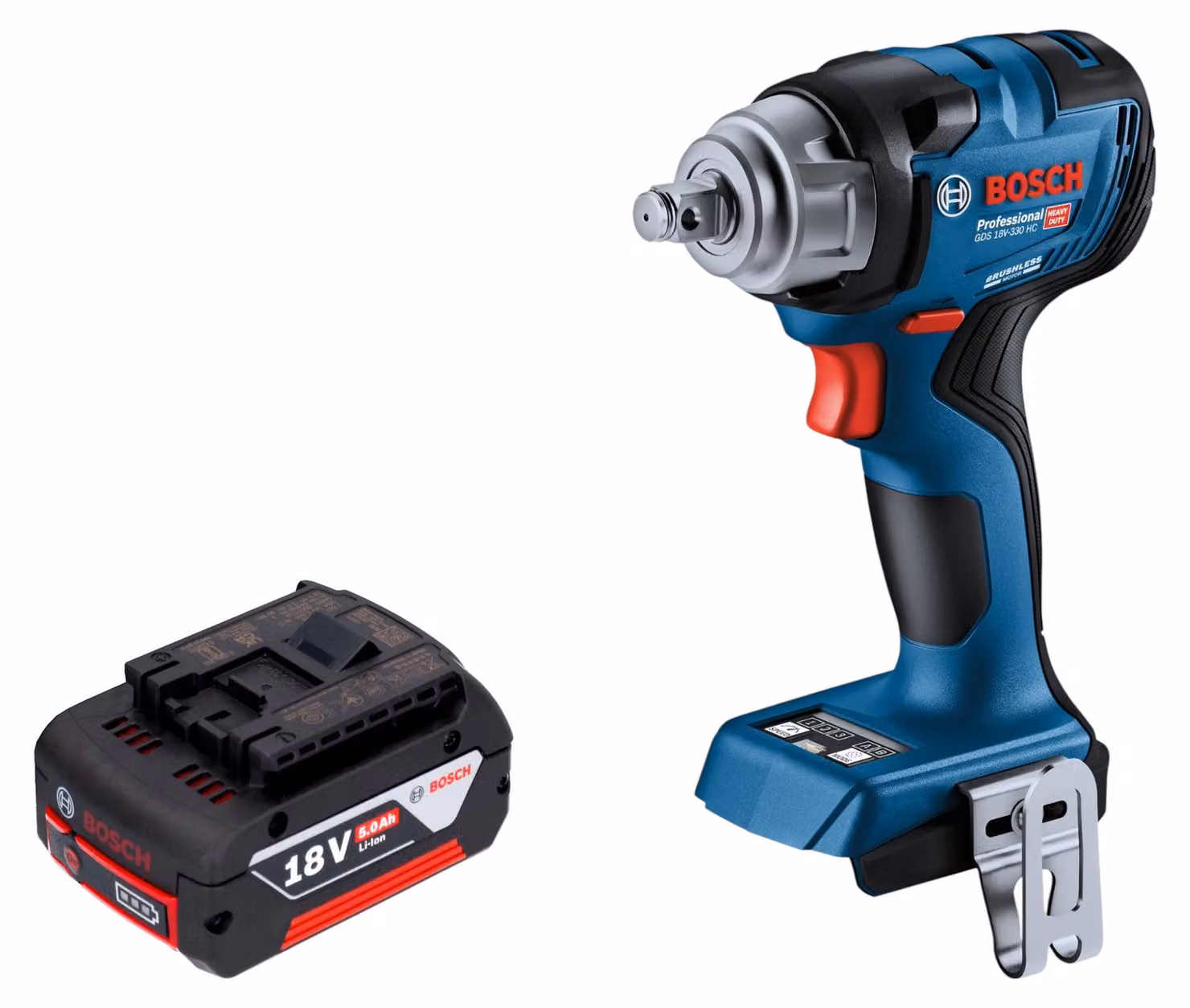Bosch GDS 18V-330 HC Avvitatore a impulsi professionale a batteria 18 V 330 Nm 1/2" brushless + 1x batteria ricaricabile 5,0 Ah - senza caricabatterie