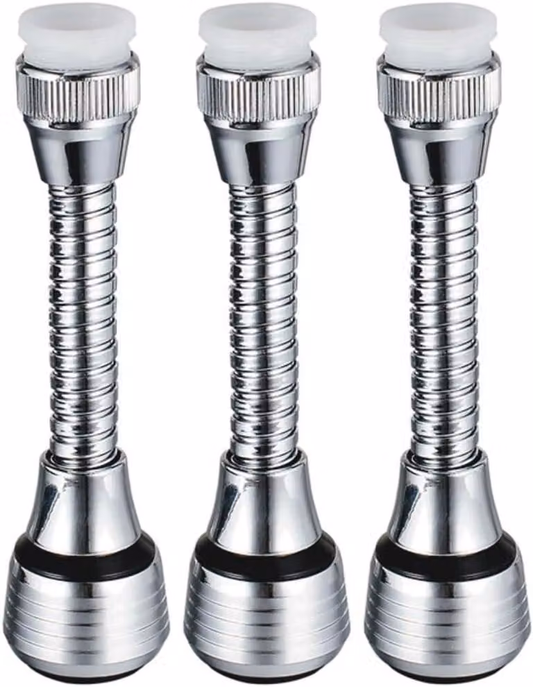 Set di prolunghe per rubinetti, composto da 3 pezzi, lunghezza 14 cm, rotazione a 360 gradi, adatte per cucina e bagno