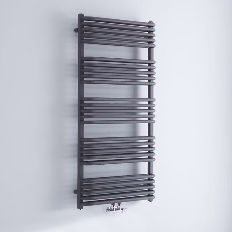 Scaldasalviette Termoarredo Bagno Curvo con Attacco Centrale - Antracite - 1269 x 600mm - 1100 Watt - Arch