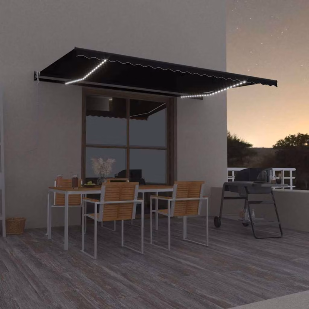 Tenda retrattile vidaXL in poliestere e alluminio, colore Antracite, L: 500 cm x P: 350 cm, con telecomando