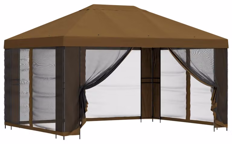 Gazebo da giardino con pareti laterali 4 × 3 m Tortora