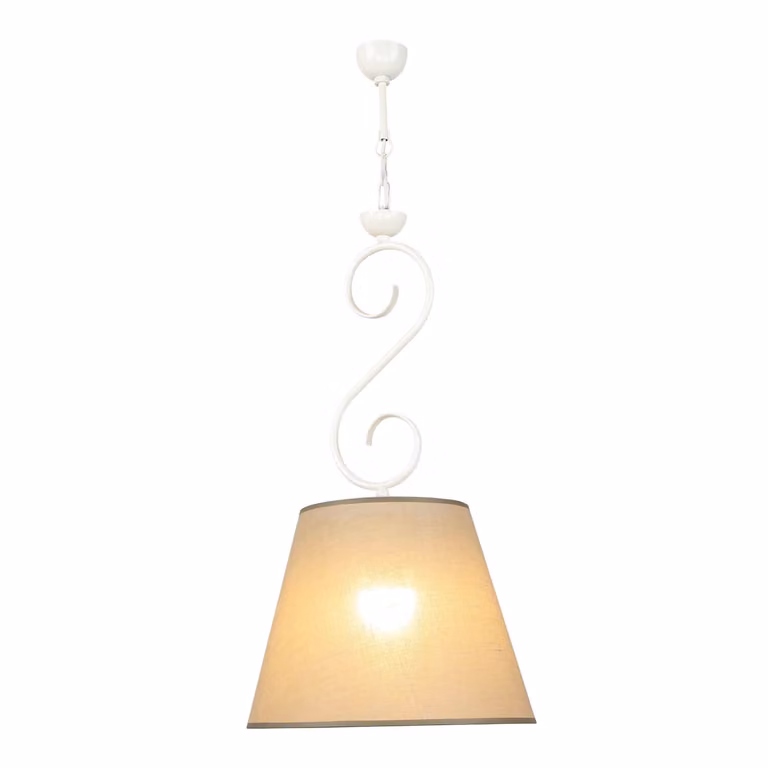Lampada a sospensione in tessuto casa di campagna beige bianco accogliente E27 ABUELA lampada per sala da pranzo lampada per soggiorno