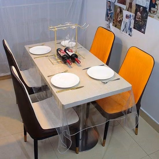 Tovaglia in PVC trasparente, pellicola protettiva, copertura impermeabile, foglietti adesivi, tovaglia lavabile e idrorepellente per soggiorno, ufficio, sala da pranzo e cucina - trasparente - 152 cm x 259 cm