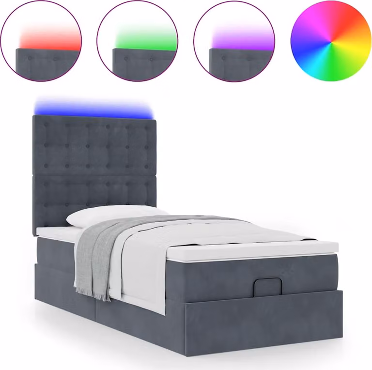 Struttura Letto Pouf con Materassi 90x190 cm in Velluto