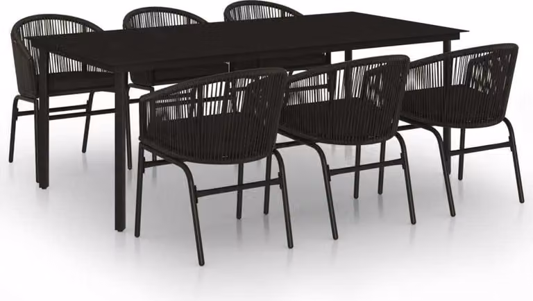 Set da Pranzo da Giardino 7 pz Nero