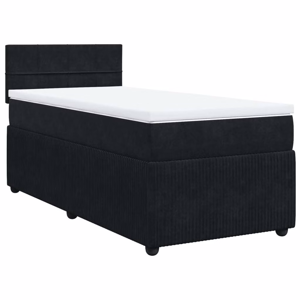 Giroletto a Molle con Materasso Nero 90x200 cm in Velluto