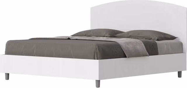Letto Matrimoniale 160x190 cm struttura bianco frassino testata Antilia - Bianco,Similpelle,Senza rete