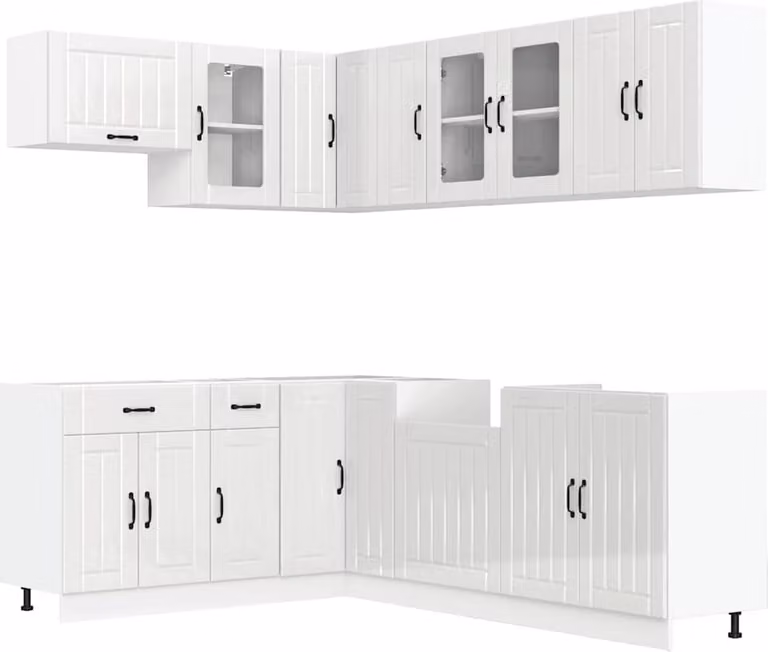 Set Mobili da Cucina 11 pz Lucca Bianchi Lucido in Truciolato