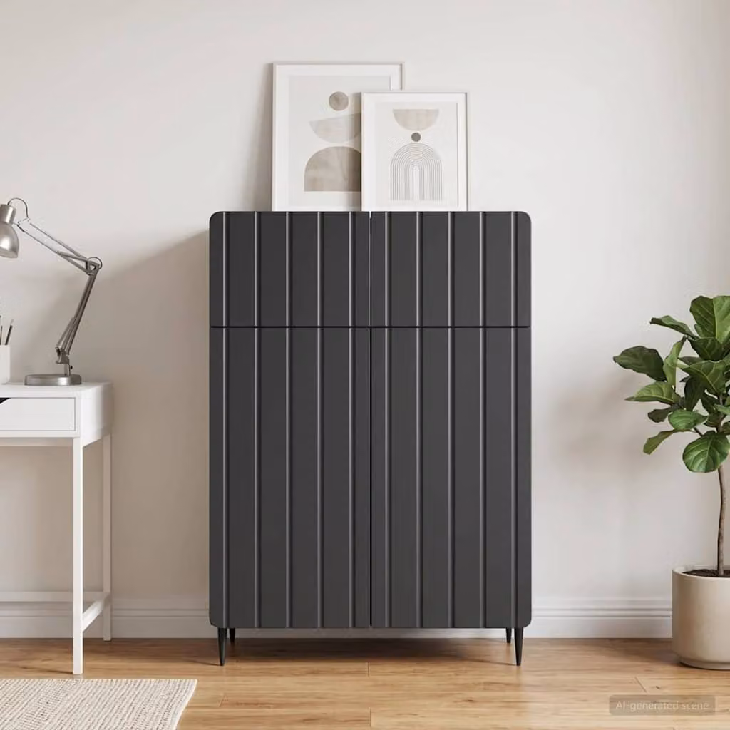 Credenza moderna vidaXL in legno ingegnerizzato nero opaco L 66 x P 34,5 x H 92 cm