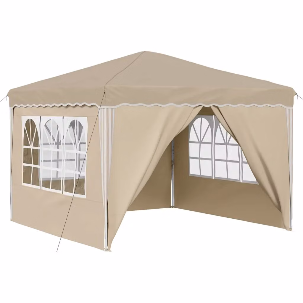 Gazebo pop-up DESIGN IN per feste, colore beige, L/P/H: 288 x 288 x 245 cm – 2