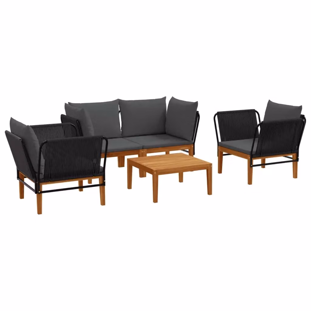 Set di 5 sedie da giardino vidaXL in legno massiccio di acacia e corda naturale – 2