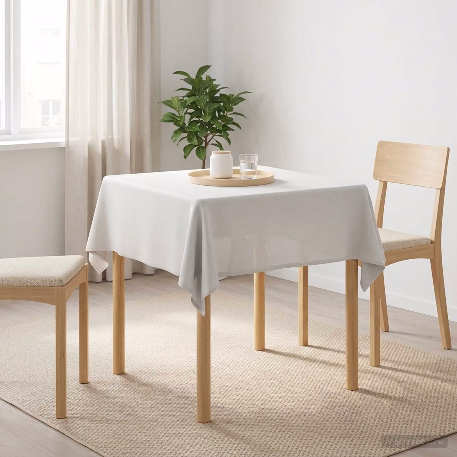 Set di 5 tovaglie quadrate vidaXL bianche in poliestere idrorepellenti, L 90 x L 90 cm