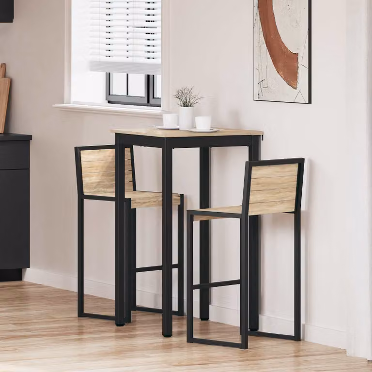 vidaXL Tavolo Bar Moderno Quadrato in Legno Ingegnerizzato e Metallo, L/P/H: 60 x 60 x 105 cm