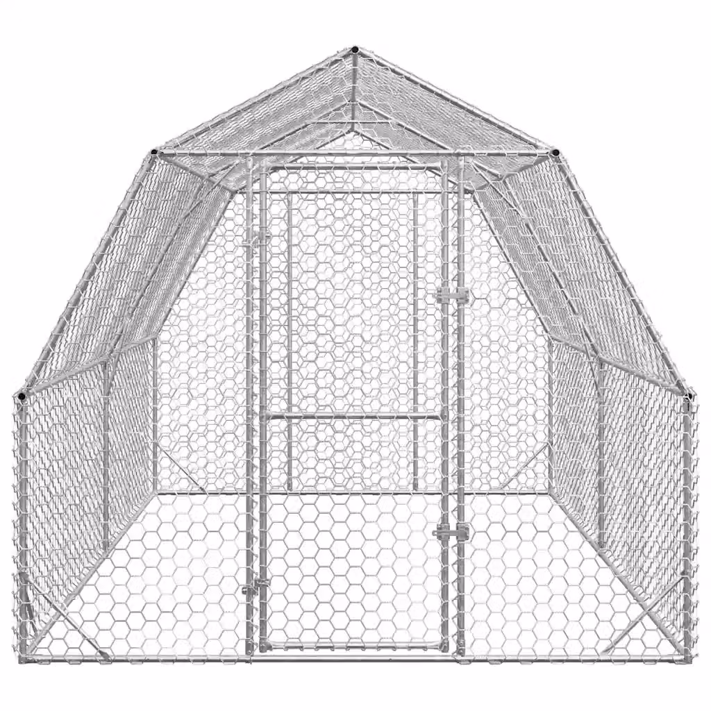 Recinto per polli Videx in acciaio zincato color argento L: 4 m, P: 2,5 m, H: 2,25 m – 2