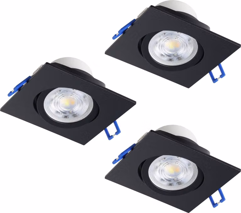 EGLO Set di 3 faretti da incasso Saliceto, con dimmer, faretti quadrati da soffitto in alluminio color argento, luce bianco neutro, dimensioni 8,8 x 8,8 cm