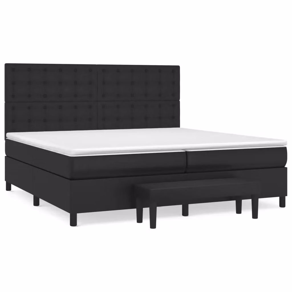 Letto Ibrido con Giroletto a Molle e Materasso vidaXL in Similpelle Nero, L/P/H: 200 x 200 x 128 cm – 2