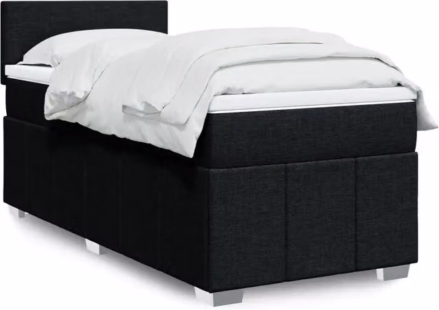Letto Ibrido vidaXL con Giroletto a Molle e Materasso in Tessuto Nero e Bianco L/P: 90 x 200 cm