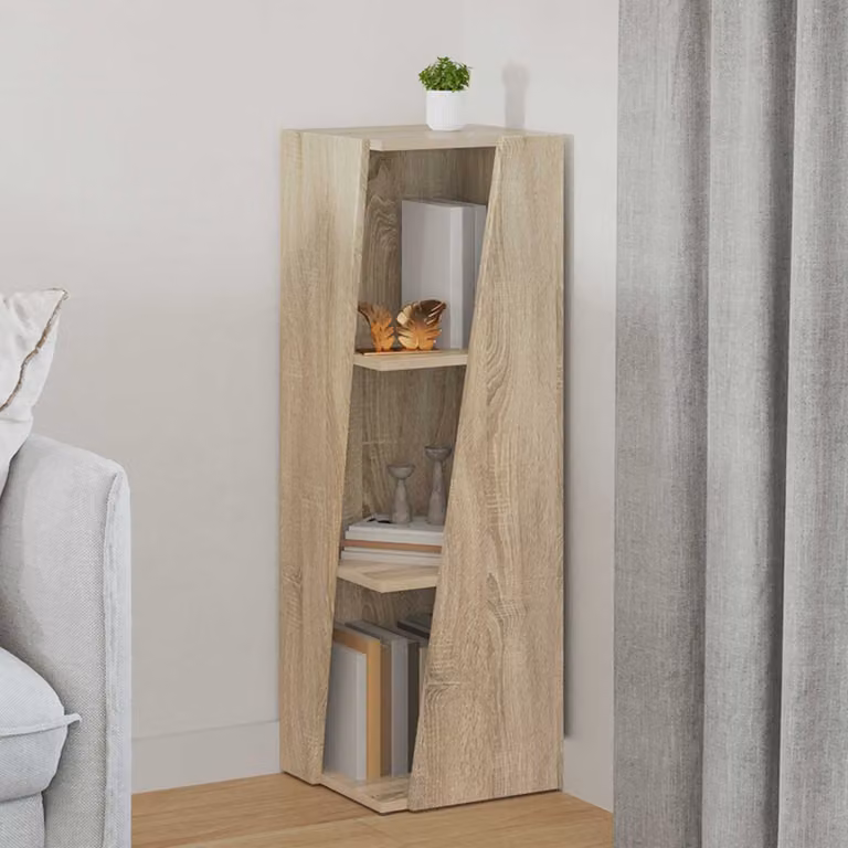 vidaXL Mensola laterale d'angolo in legno ingegnerizzato, marrone e beige, H 100,5 x L 33 x P 32 cm