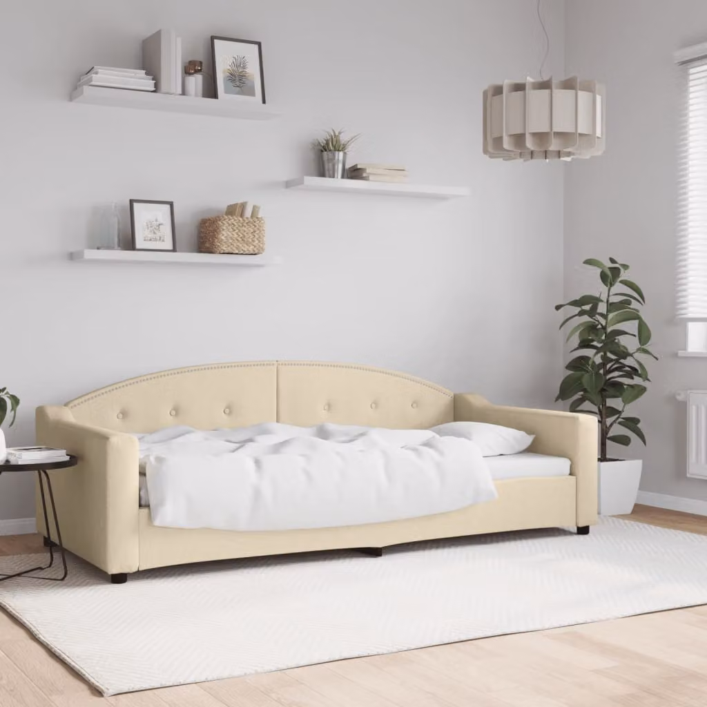 Letto da giorno vidaXL in tessuto beige con struttura in legno e metallo L/P/H: 223 x 90 x 75 cm