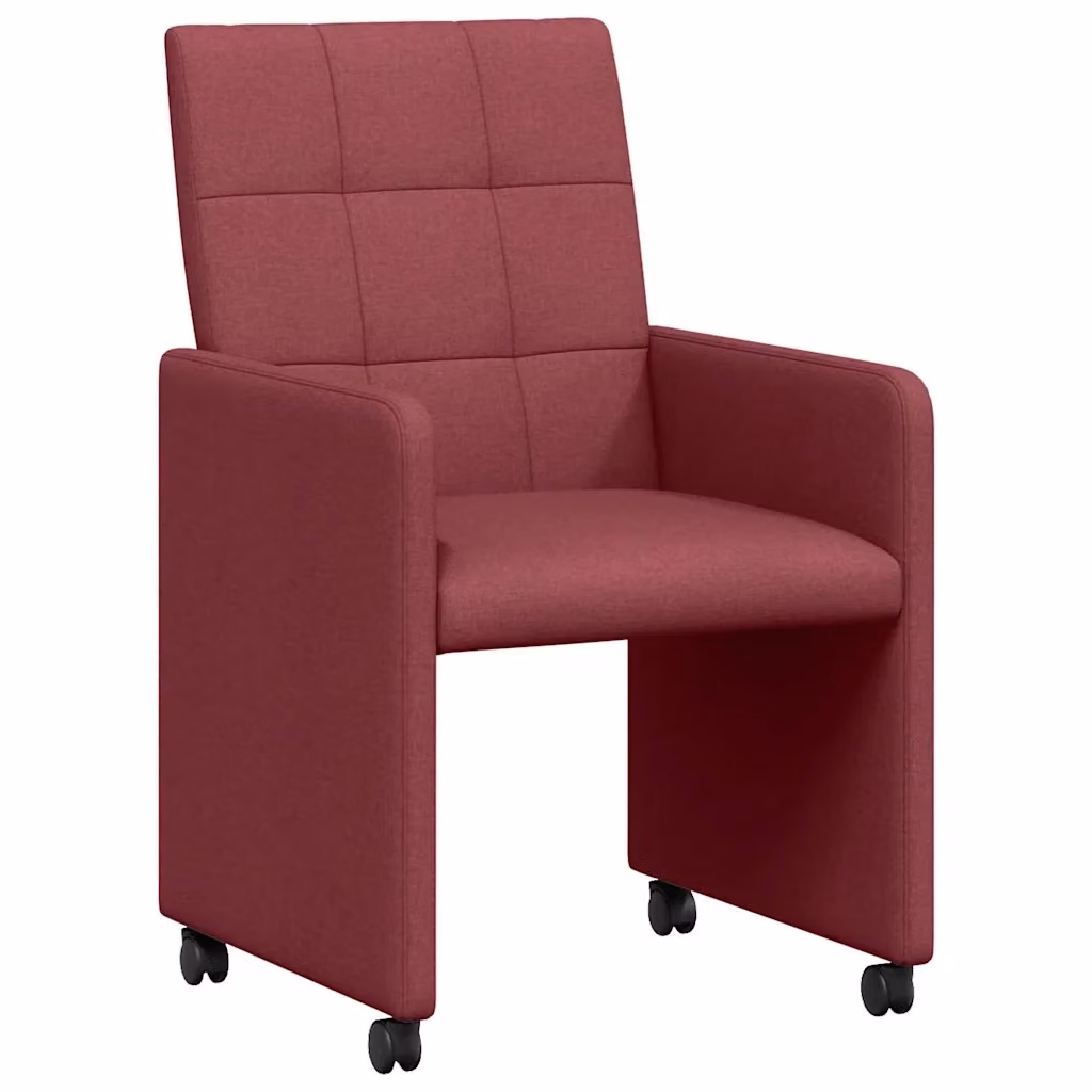 Set di 2 sedie da pranzo con ruote vidaXL in tessuto rosso vino, H 94 x L 58 x P 65 cm – 2