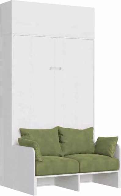 Letto Matrimoniale Francese A Scomparsa Kentaro con Divano e Pensile Giordanoshop Bianco Frassino e Verde L/P/H: 250.5 x 153.6 x 220 cm – 1