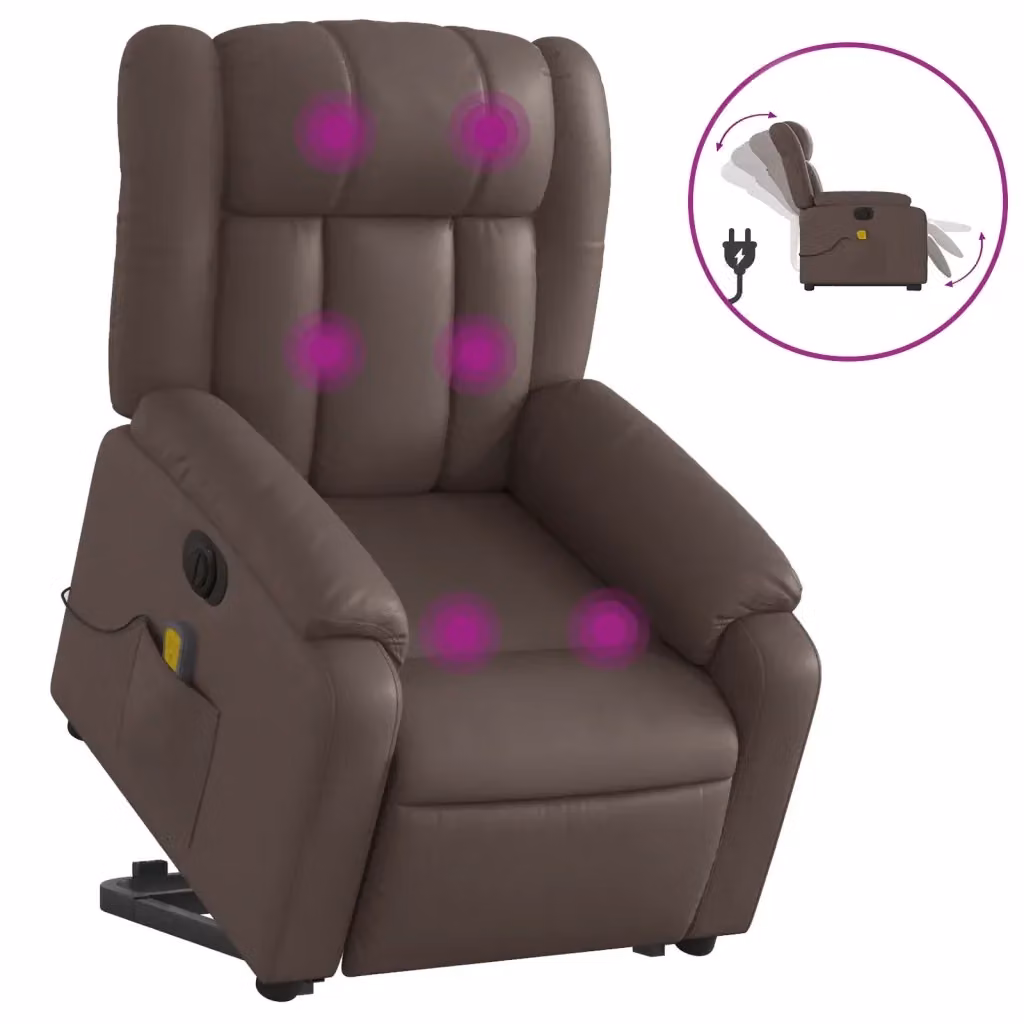 Poltrona Alzapersona Elettrica Reclinabile vidaXL in Similpelle Marrone – 2