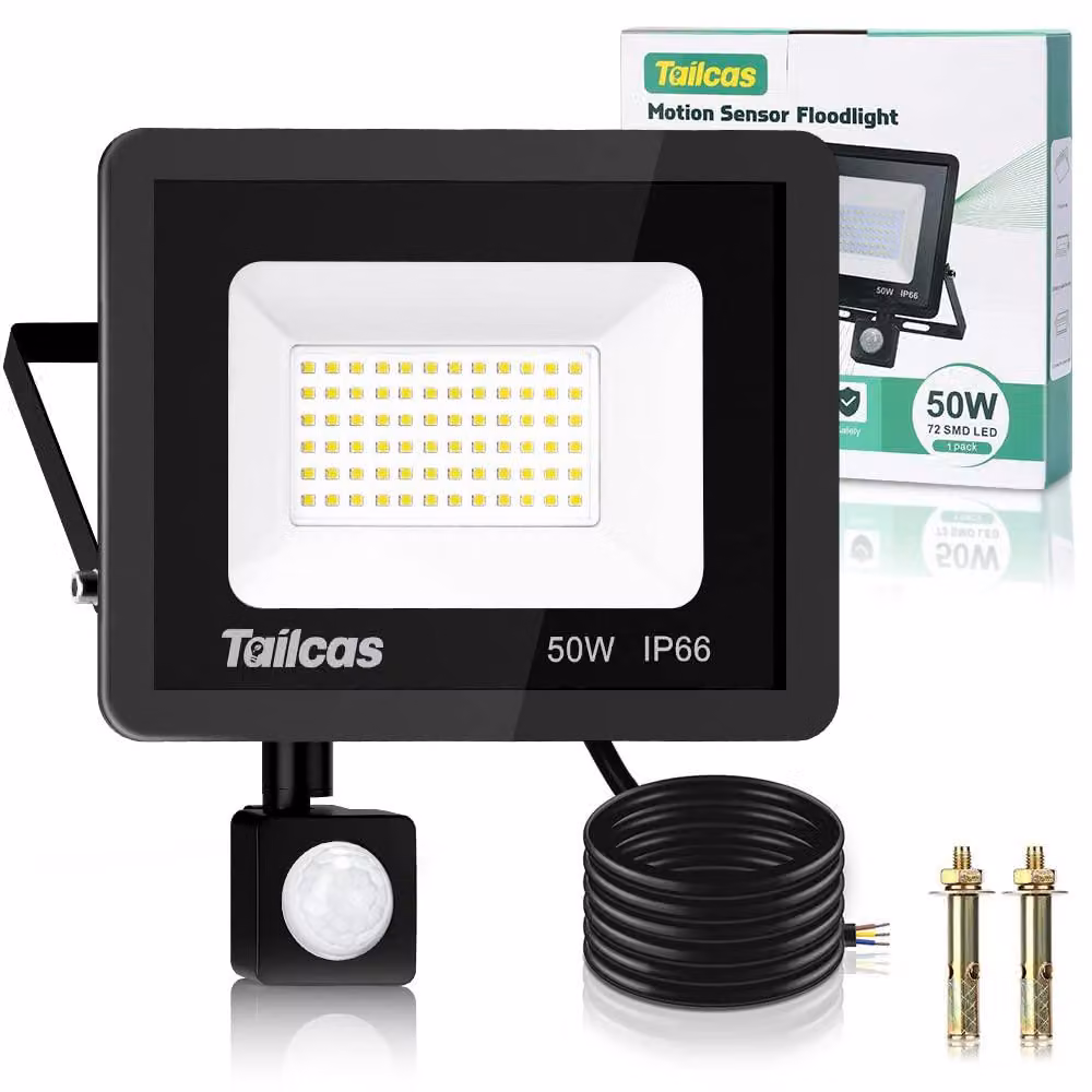 Faretto a LED con sensore di movimento, 72 LED, 4500 lumen, grado di protezione IP66, luce bianca fredda