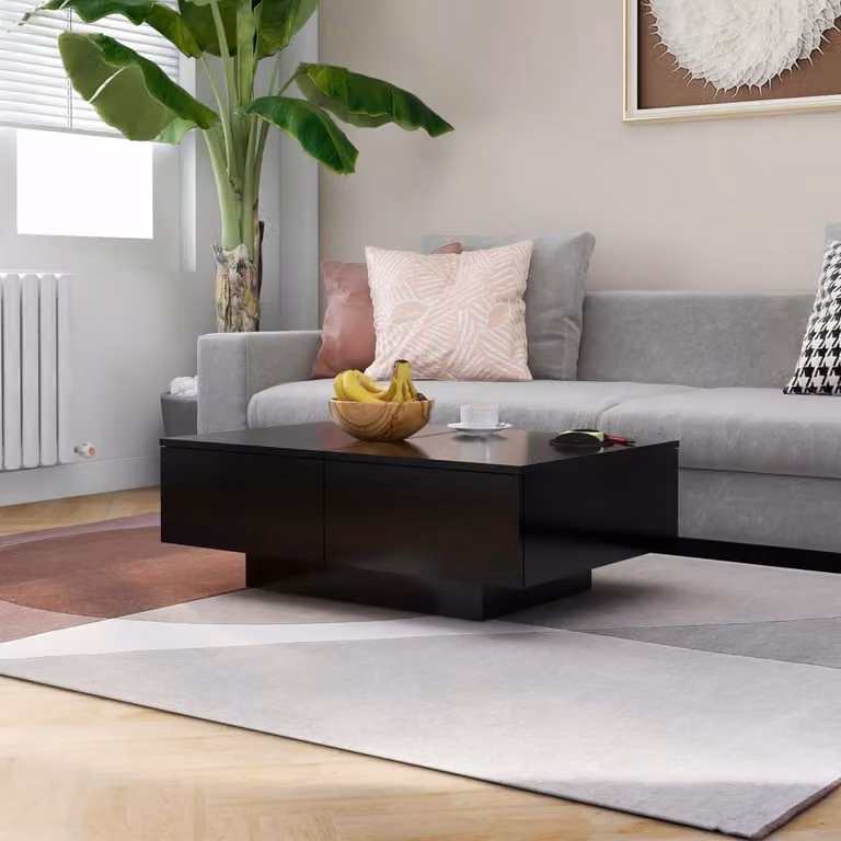 Tavolino The Living Store nero 90x60x31 cm in materiale ligneo